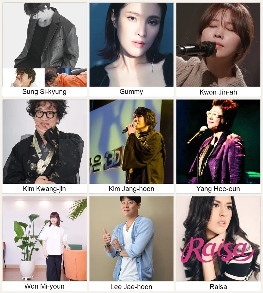 2026 Sung Si-kyung with friends Now Today lineup collage with English names
